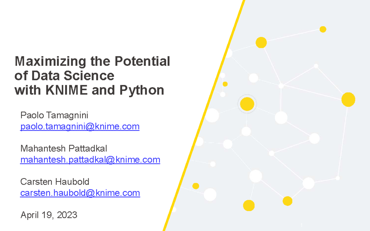 Workshop: Maximizing Data Science Potential with KNIME & Python - Studocu