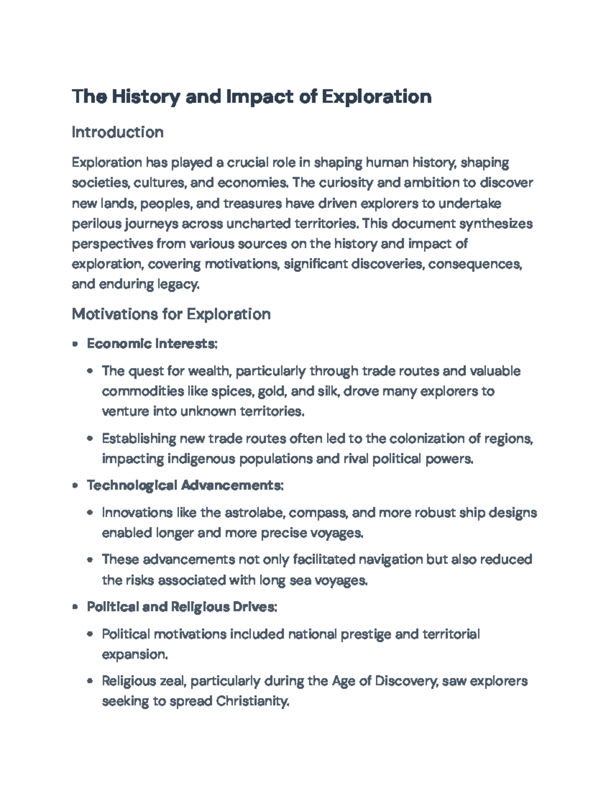 The History and Impact of Exploration: Insights and Consequences - The ...