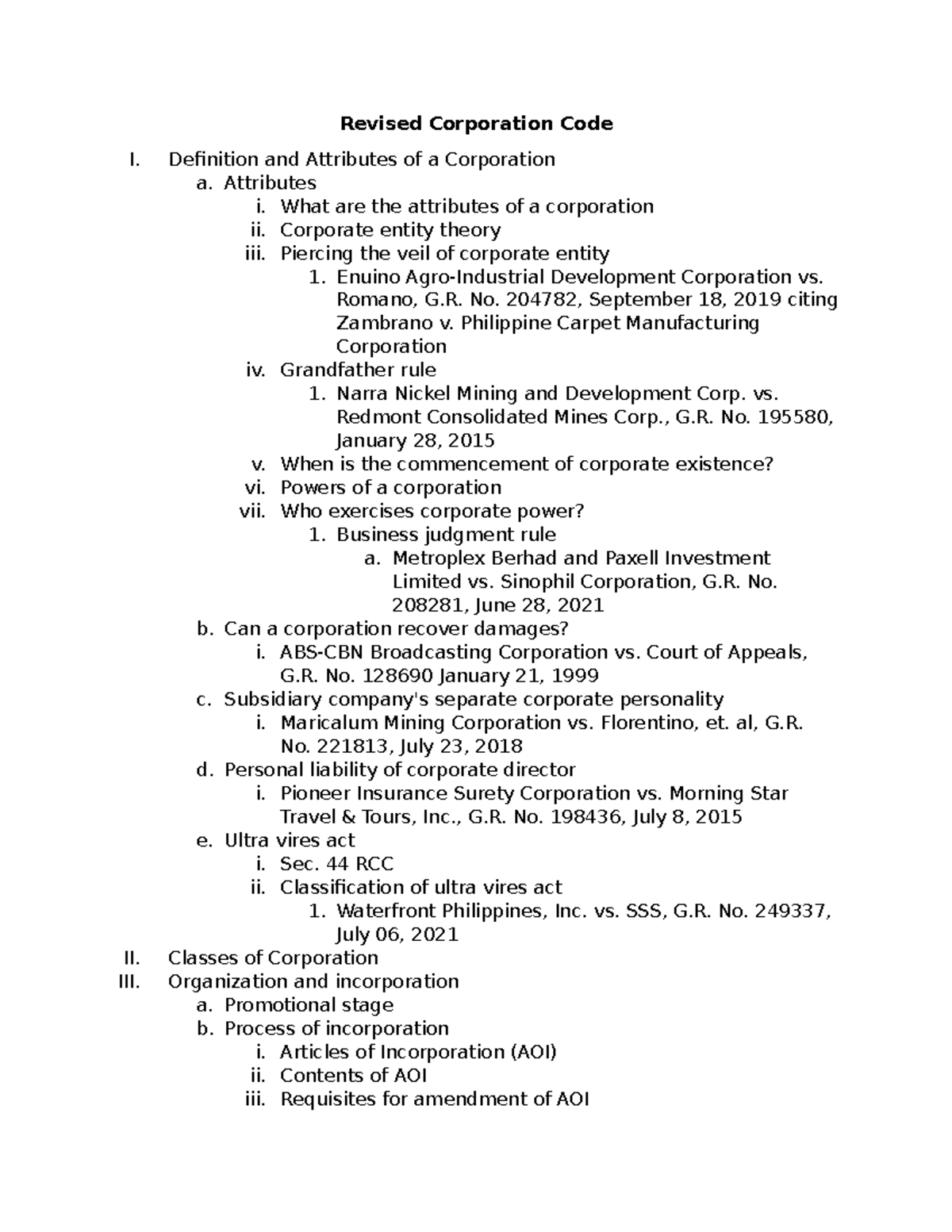 Revised-Corporation-Code - Revised Corporation Code I. Definition and ...
