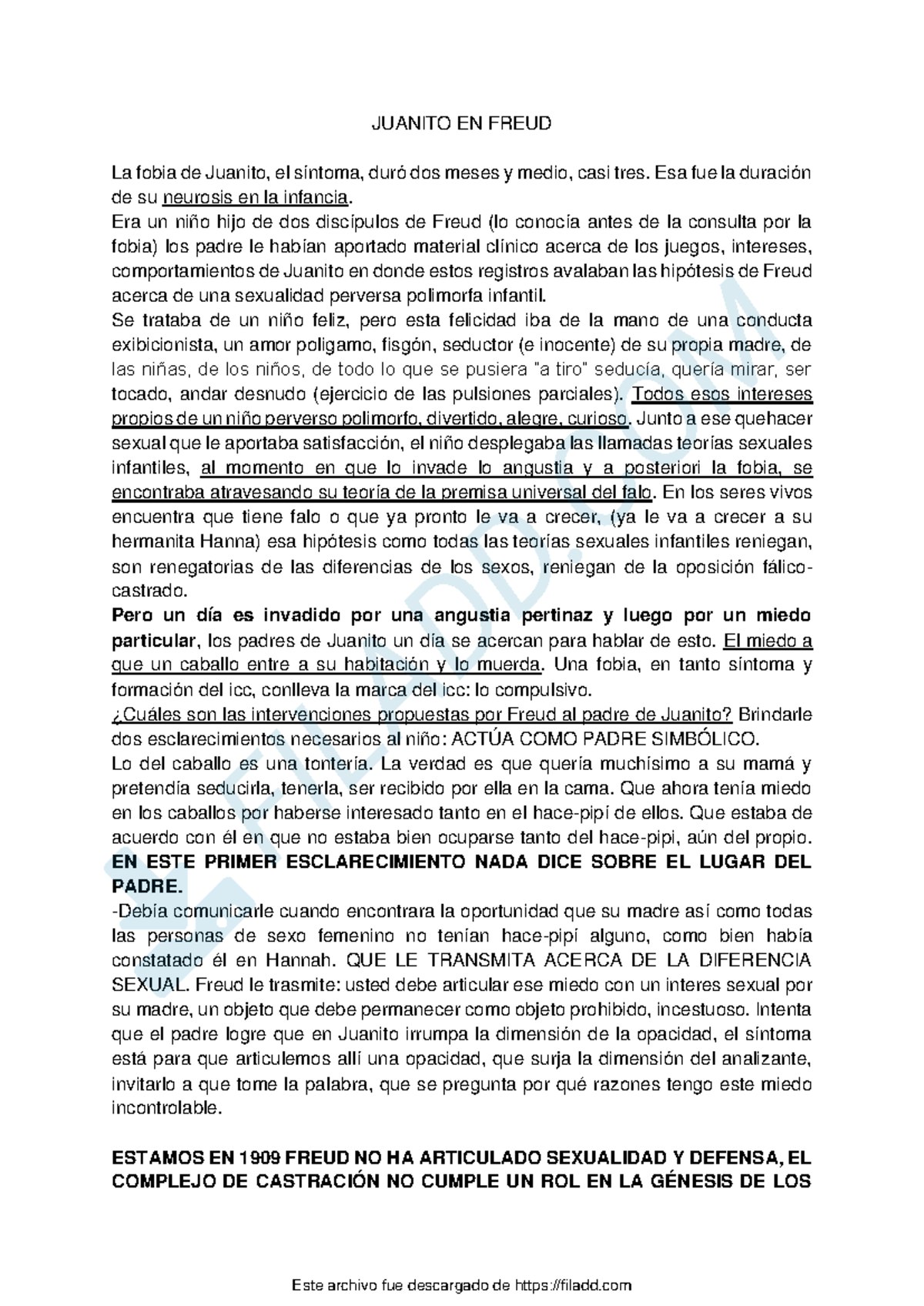 CASO Juanito HANS - caso hans - JUANITO EN FREUD La fobia de Juanito ...