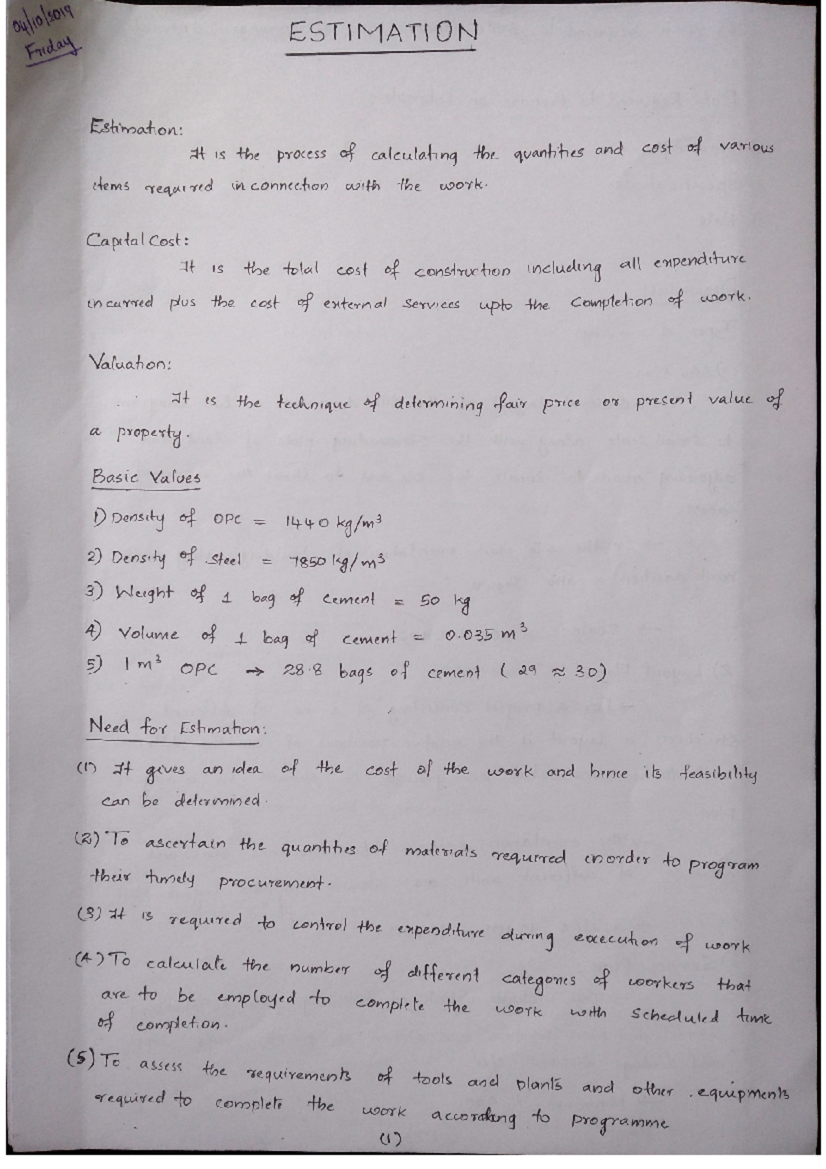 Quantity Surveying and Valuation - ESTIMATION Friday Estimation: It IS ...