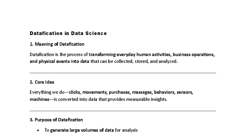 Datafication in Data Science: Insights and Implications - Studocu