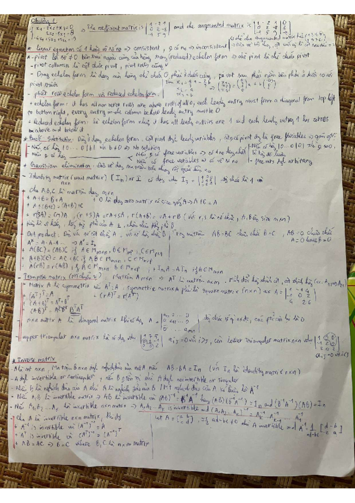 Notes linear midterm - chiling 1 I The coefficient matrixis and the ...