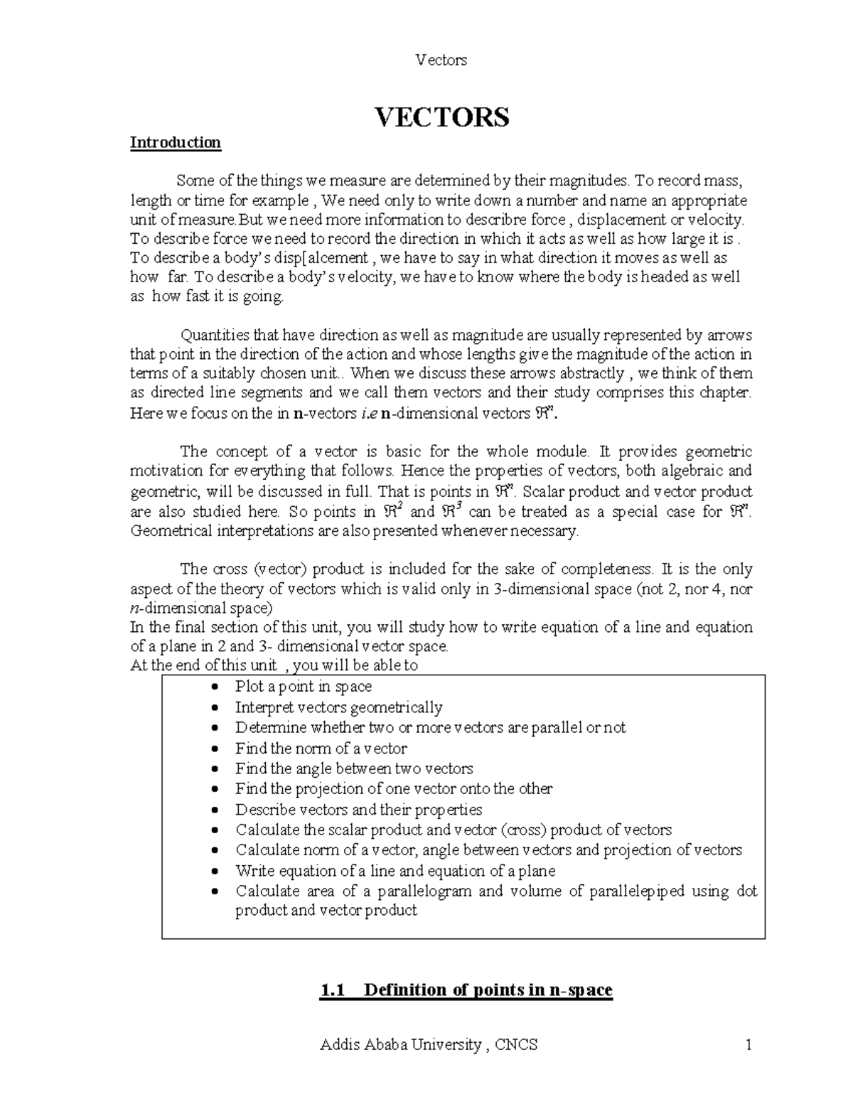 Vectors students - Good references - VECTORS Introduction Some of the ...