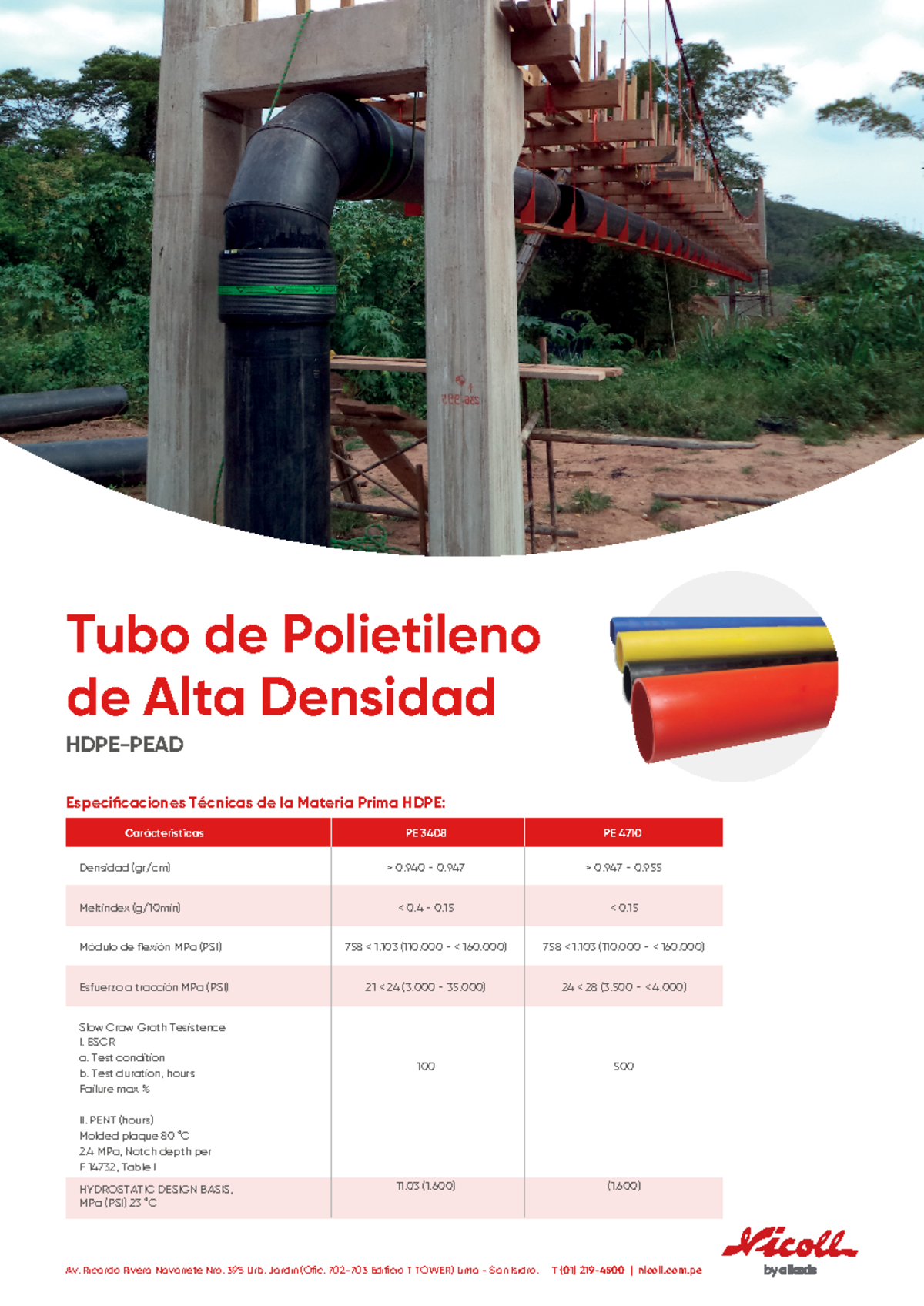 Especificaciones Técnicas de Tubería HDPE PE3408 y PE4710 - Studocu