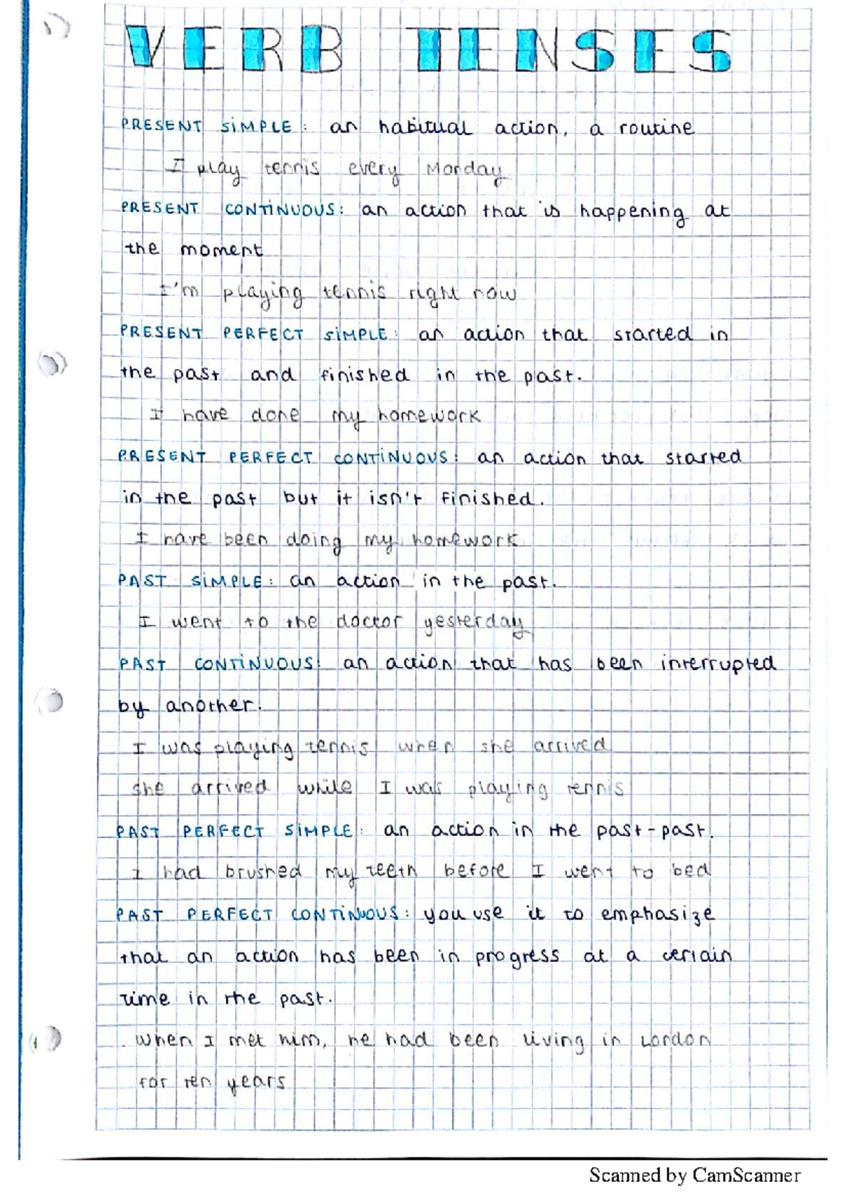 Verb Tenses Overview - Apuntes for English Grammar - Studocu