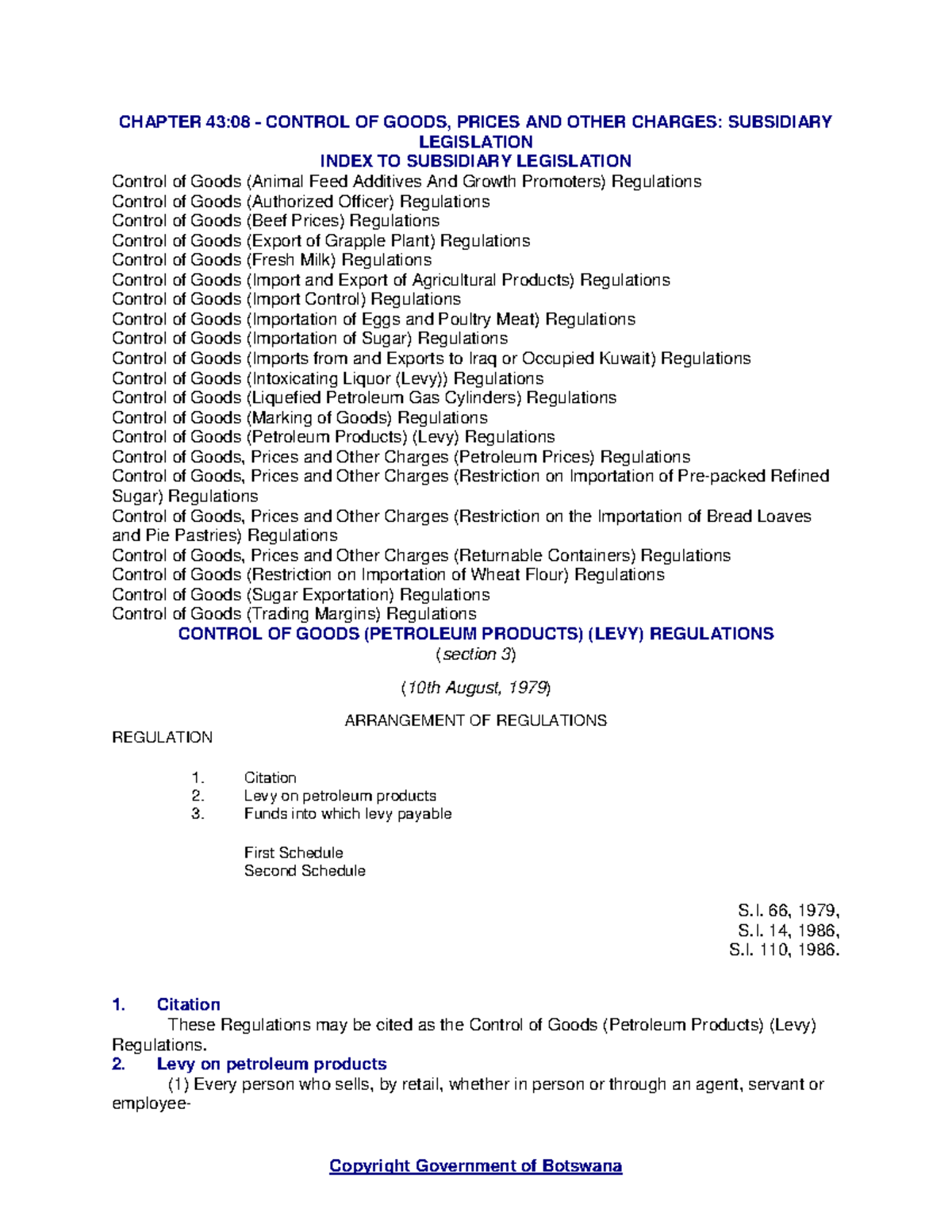 CHAPTER 43:08 - Control of Goods, Prices & Charges: Subsidiary ...