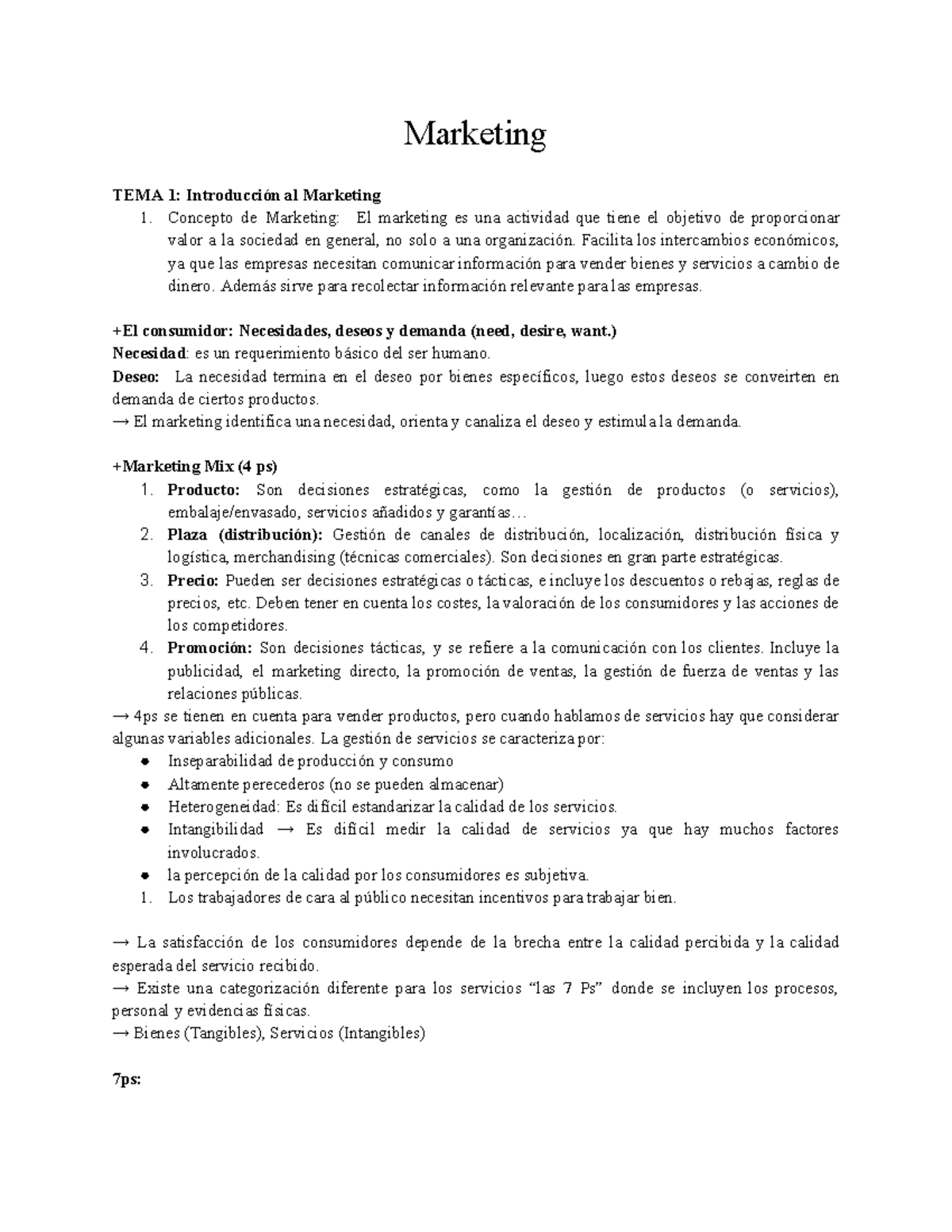 Marketing TEMA 1: Introducción y Conceptos Clave del Marketing - Studocu