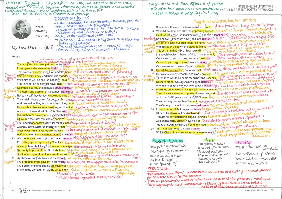 AQA Poetry Analysis: Annotations on Heaney's 