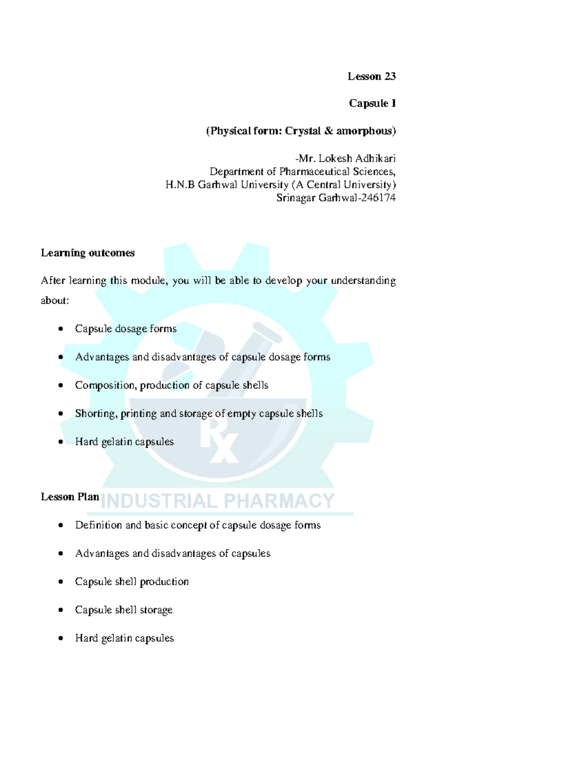 Lesson 23: Capsule Dosage Forms - Introduction, Benefits, and ...
