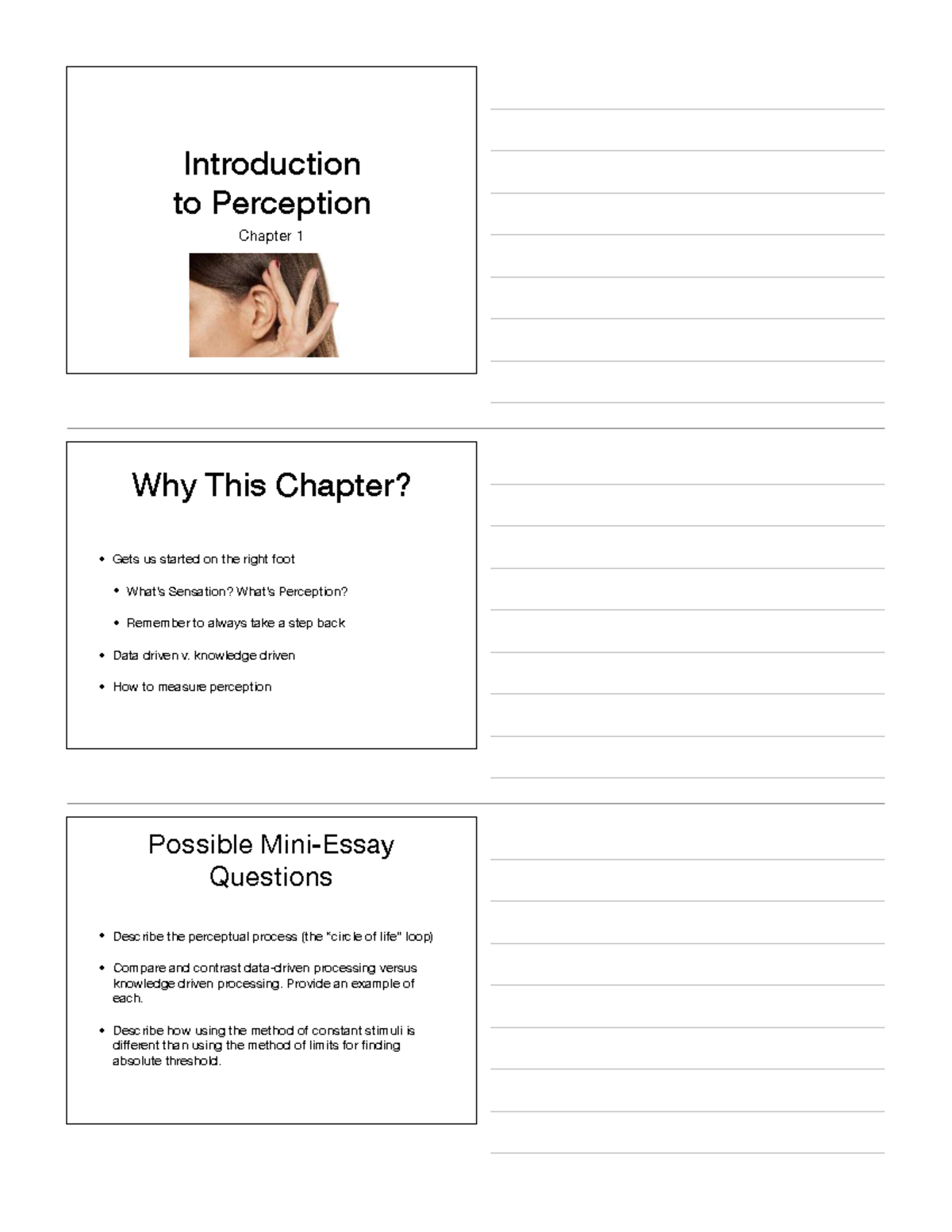 PSY101: Introduction to Perception - Chapter 1 Overview and Key ...