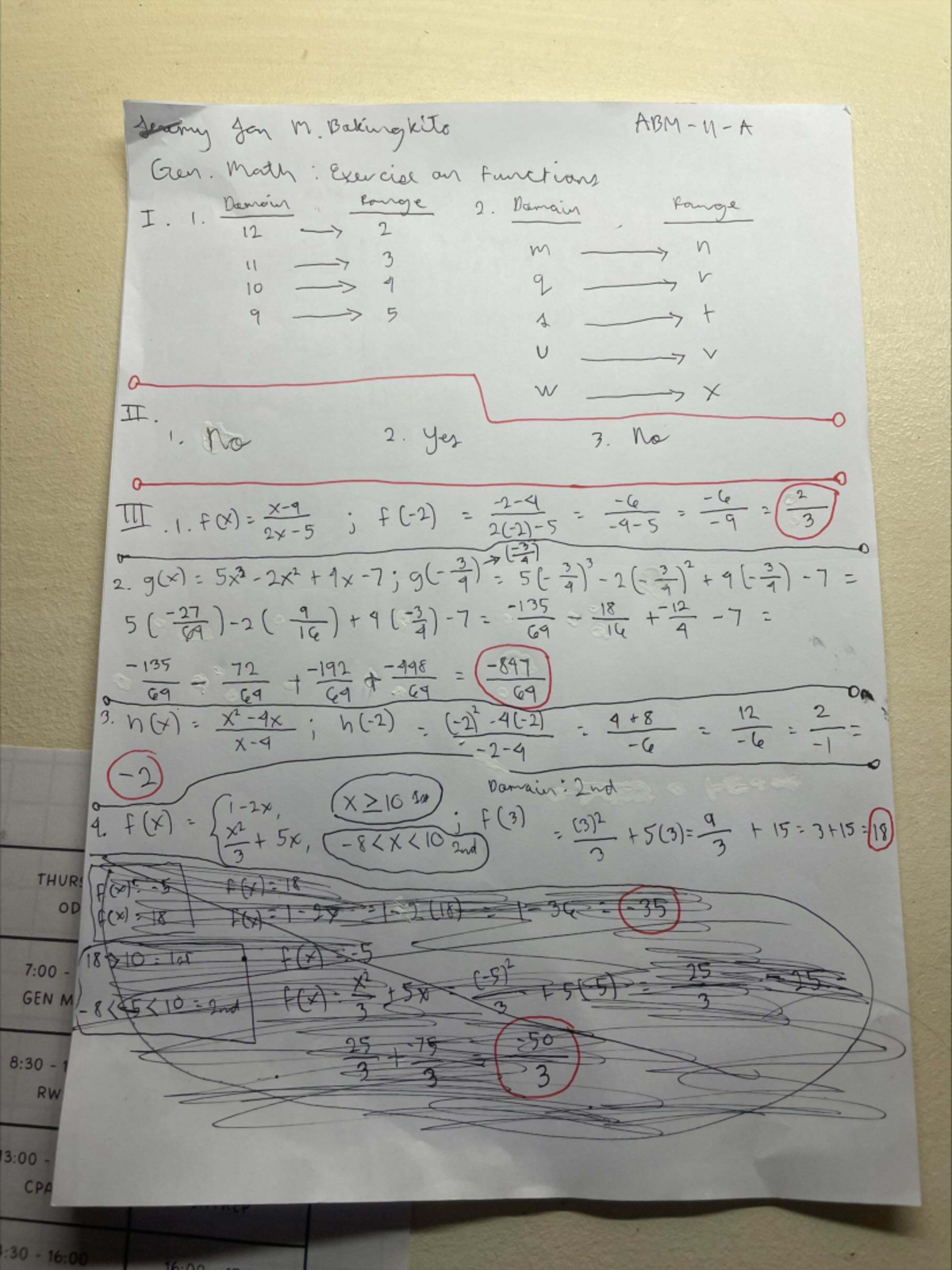 ABM I A Gen Math: Exercise 1 - Functions and Domain Range Notes - Studocu