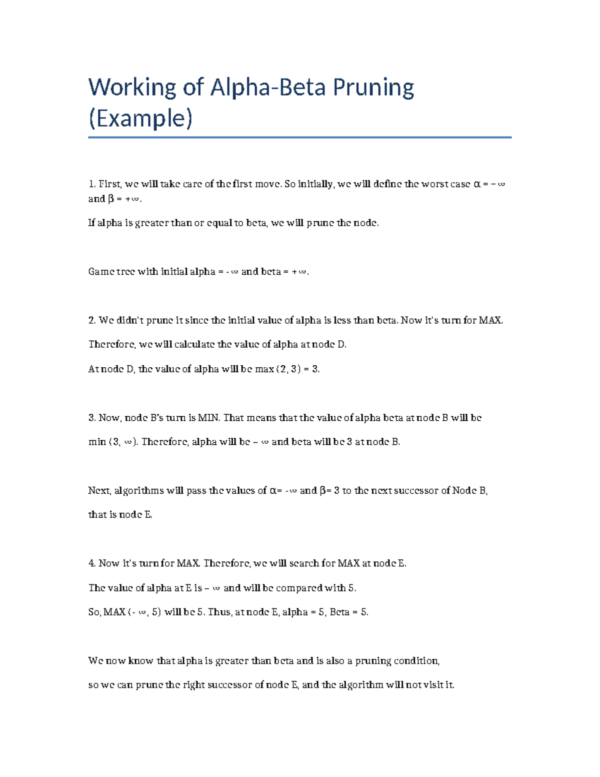 Alpha-Beta Pruning Working Example: Step-by-Step Guide - Studocu