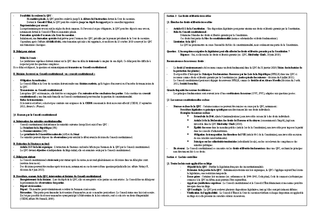 Notes de cours sur le contentieux constitutionnel - Constit 2 - Studocu