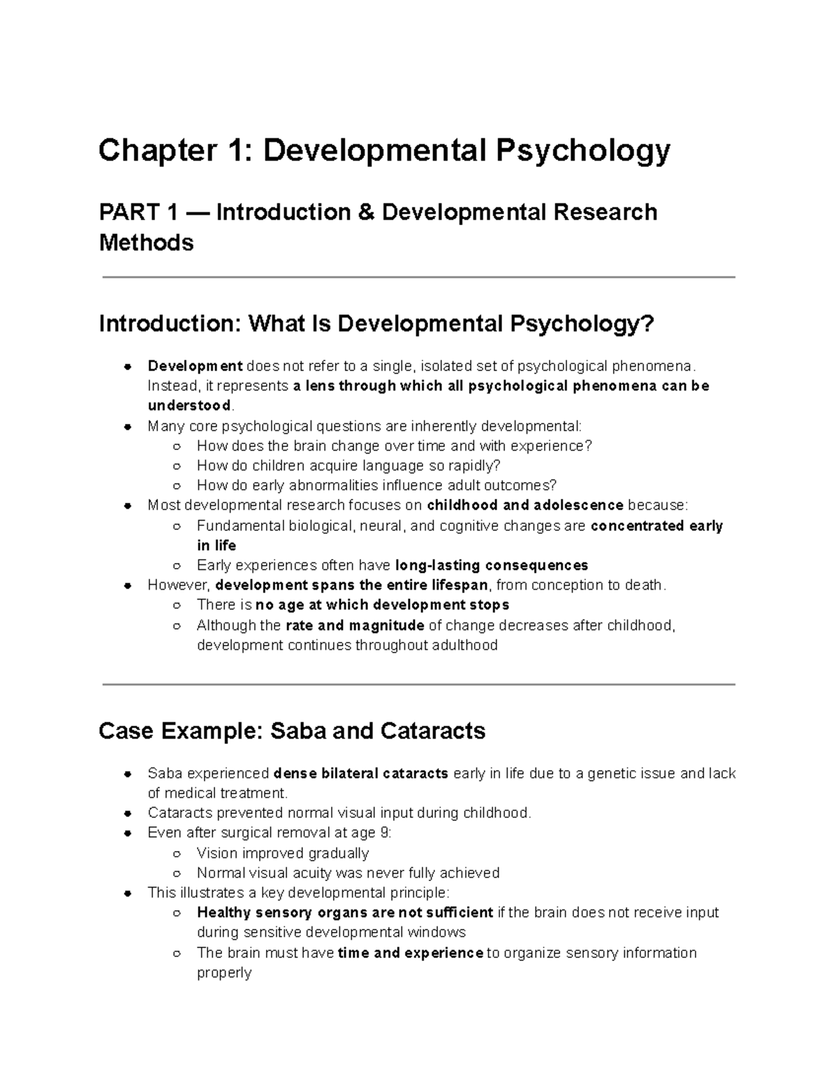 Developmental Psychology 101: Chapter 1 Overview and Research Methods ...
