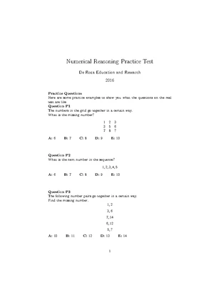 Numerical Reasoning Practice Test - Sample Questions and Solutions ...