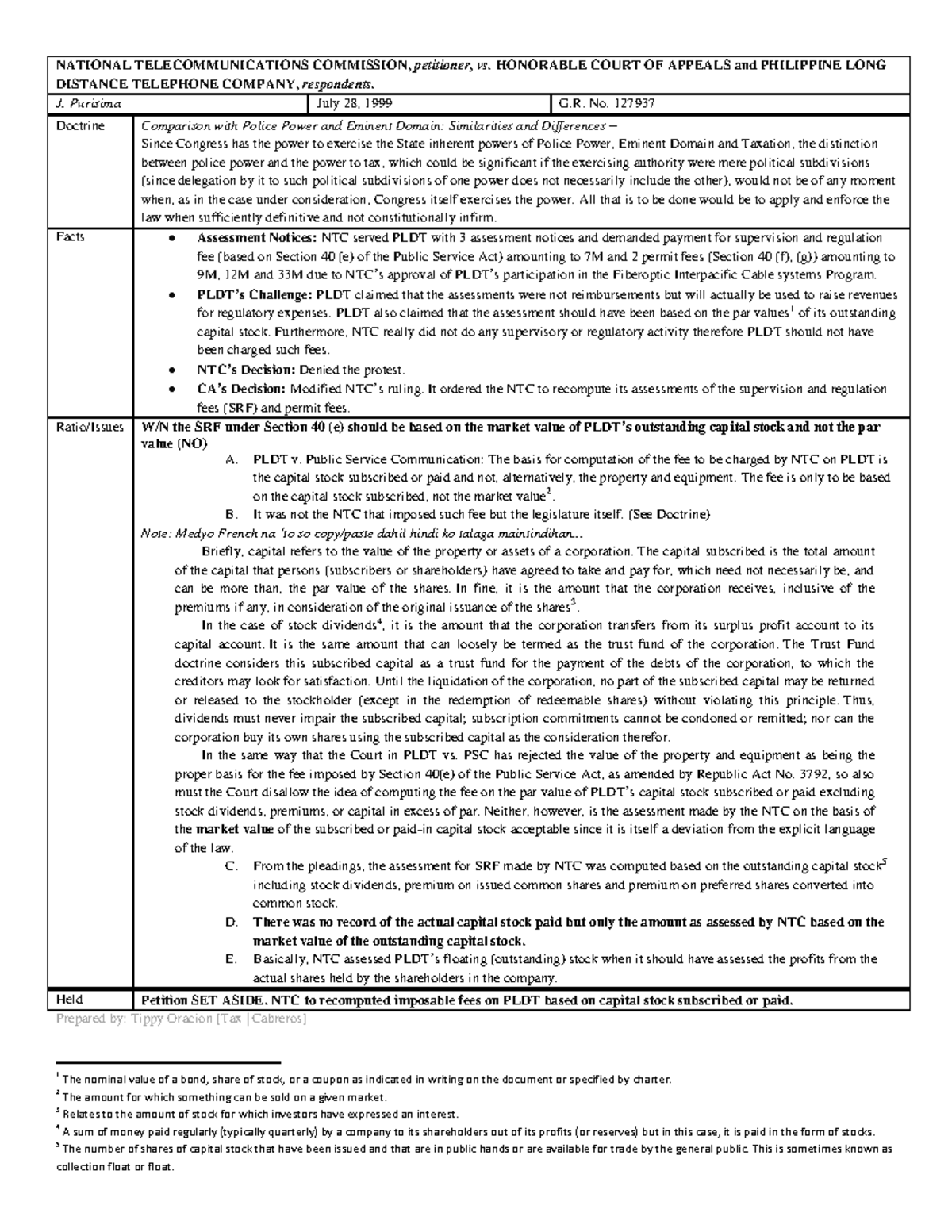 NTC v. CA: Analysis of Police Power vs. Eminent Domain - Studocu