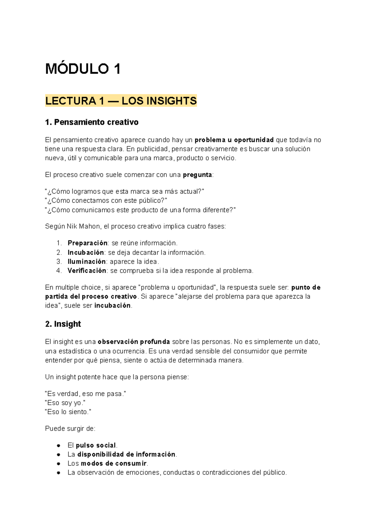 CREA. P. I - M1 M2 - LECTURAS SOBRE CREATIVIDAD Y CONSUMO - Studocu