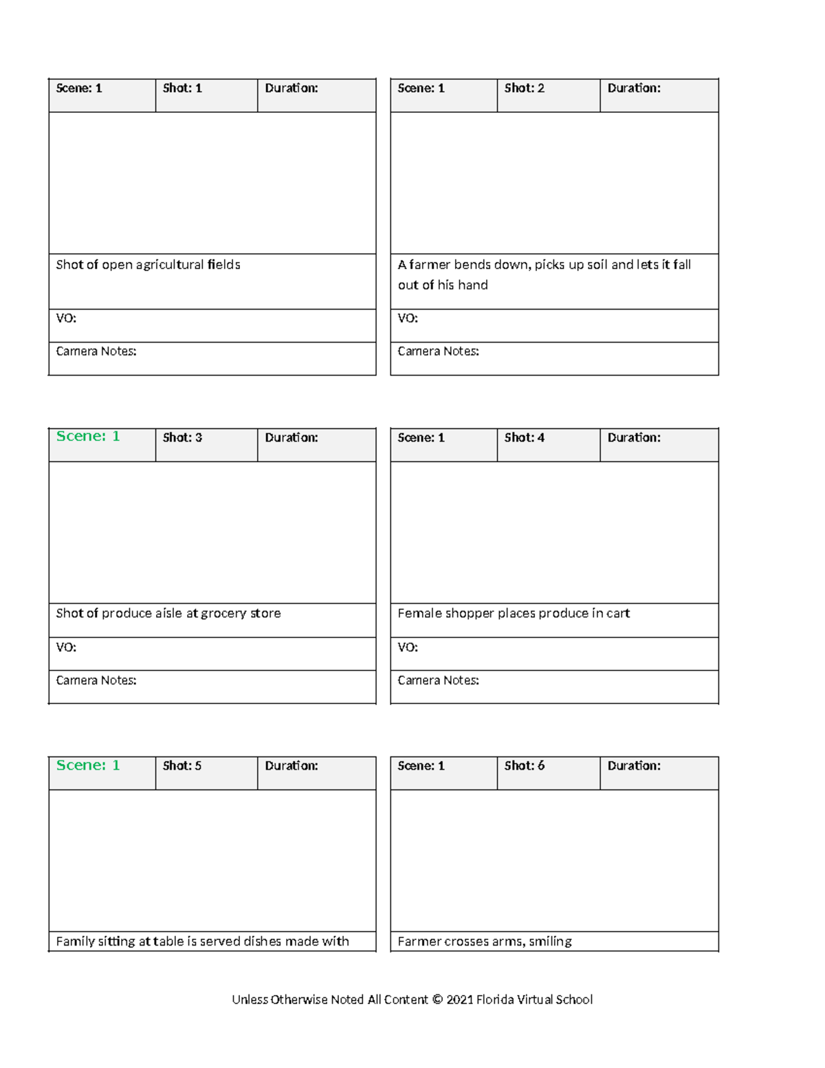 Storyboard Template 2x3 for Agricultural Visual Narrative - Studocu