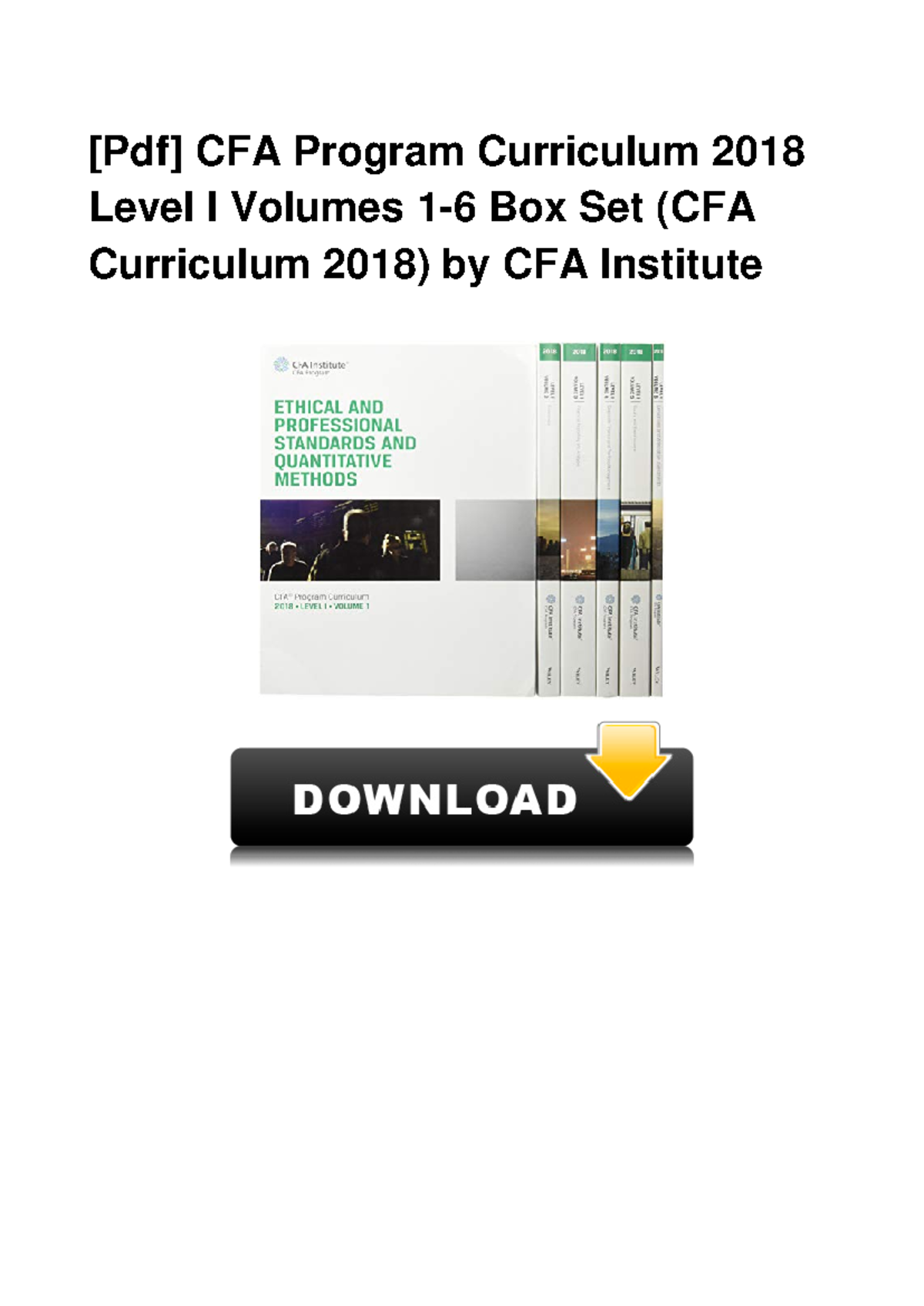 PDF CFA Program Curriculum 2018 Level I - The benefit you get by ...
