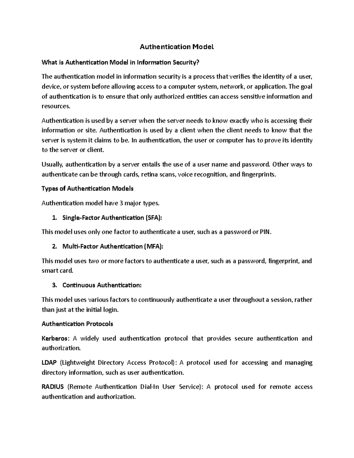 Types of Authentication Models: Factors & Security Implications - Studocu