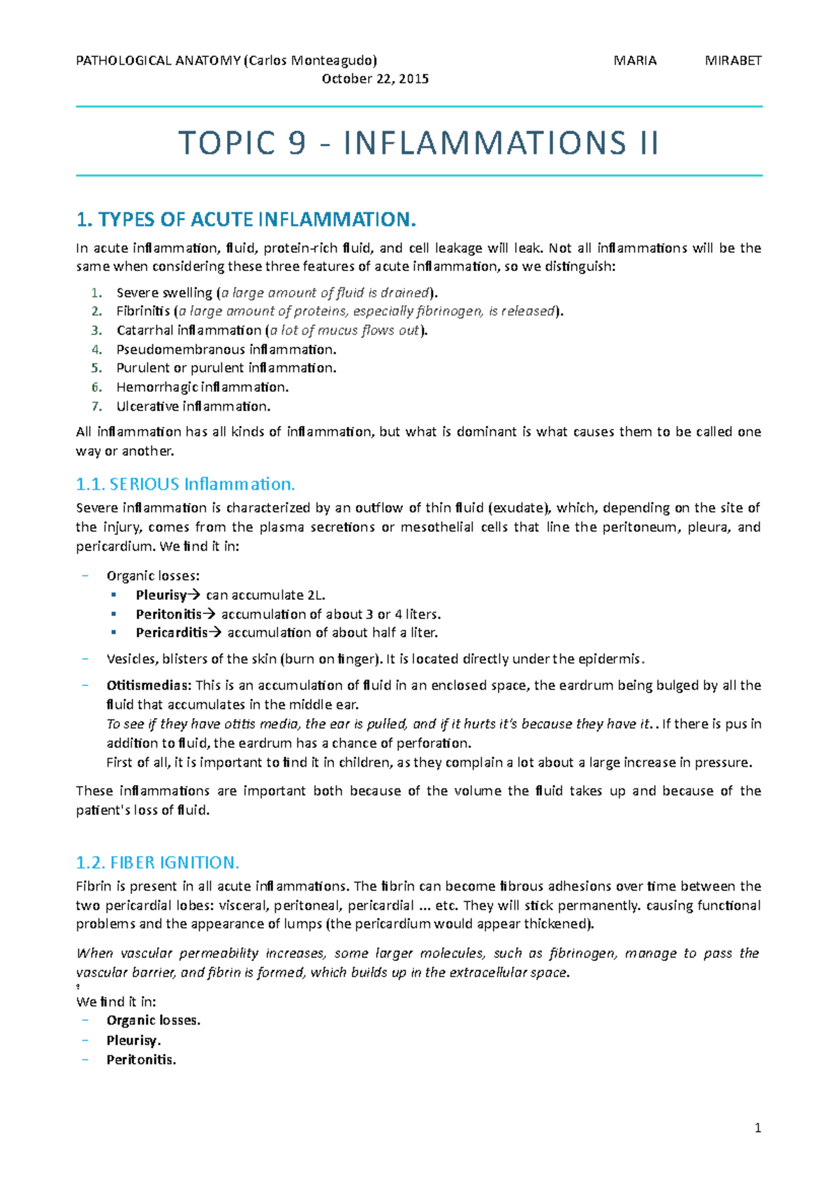 Unit 9 - Lecture Notes on Inflammation II and Chronic Conditions - Studocu