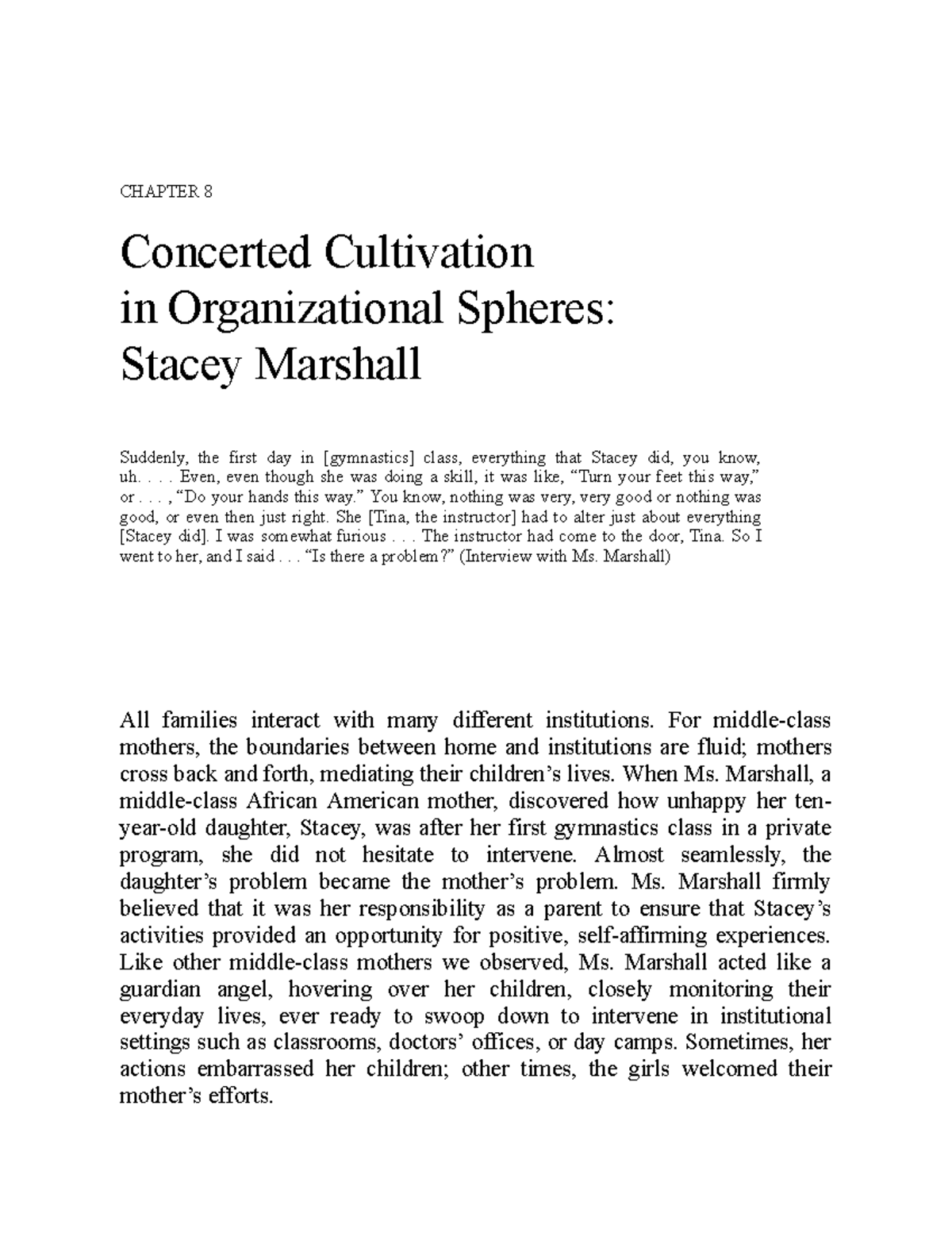 CHAPTER 8: Concerted Cultivation in the Marshall Family - A Study of ...