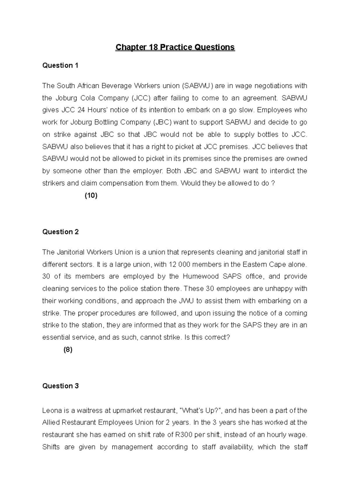 Lab 301 Chapter 18 Practice Questions and Scenario Analysis - Studocu