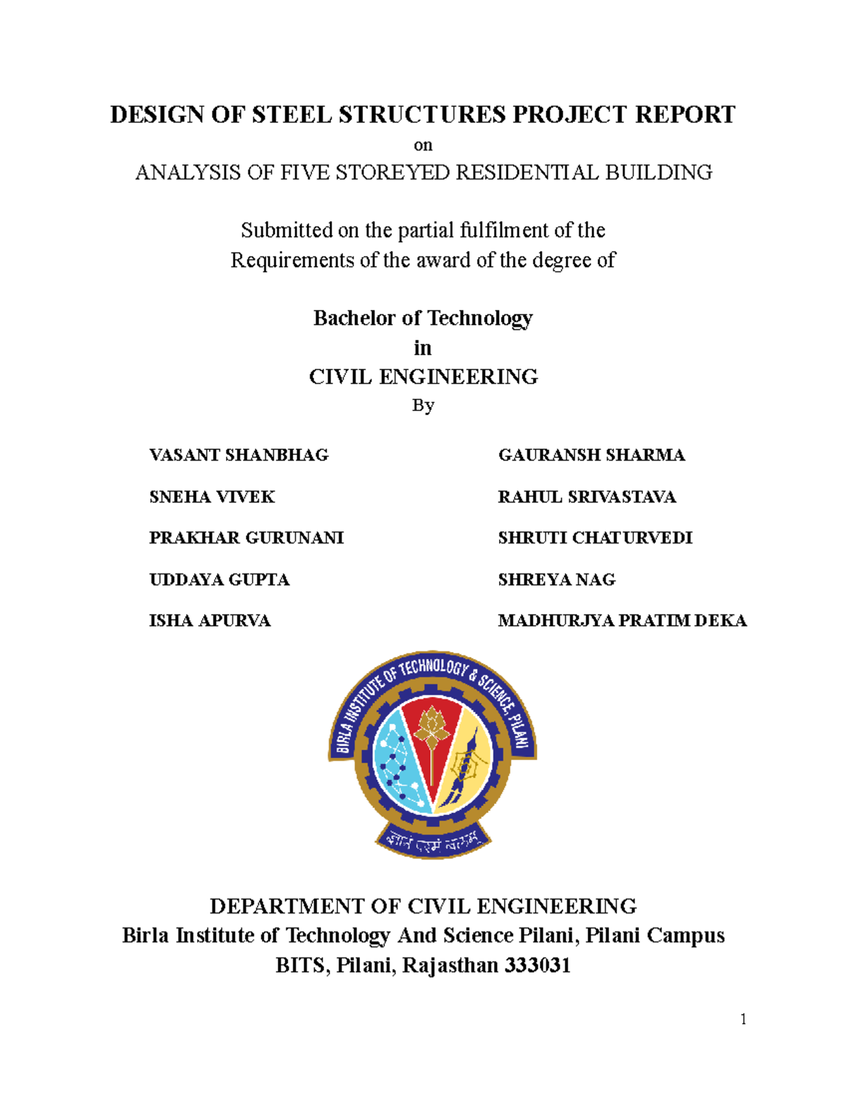 CIVIL ENG 101 - Project Report: Design of a Five-Storey Steel Structure ...