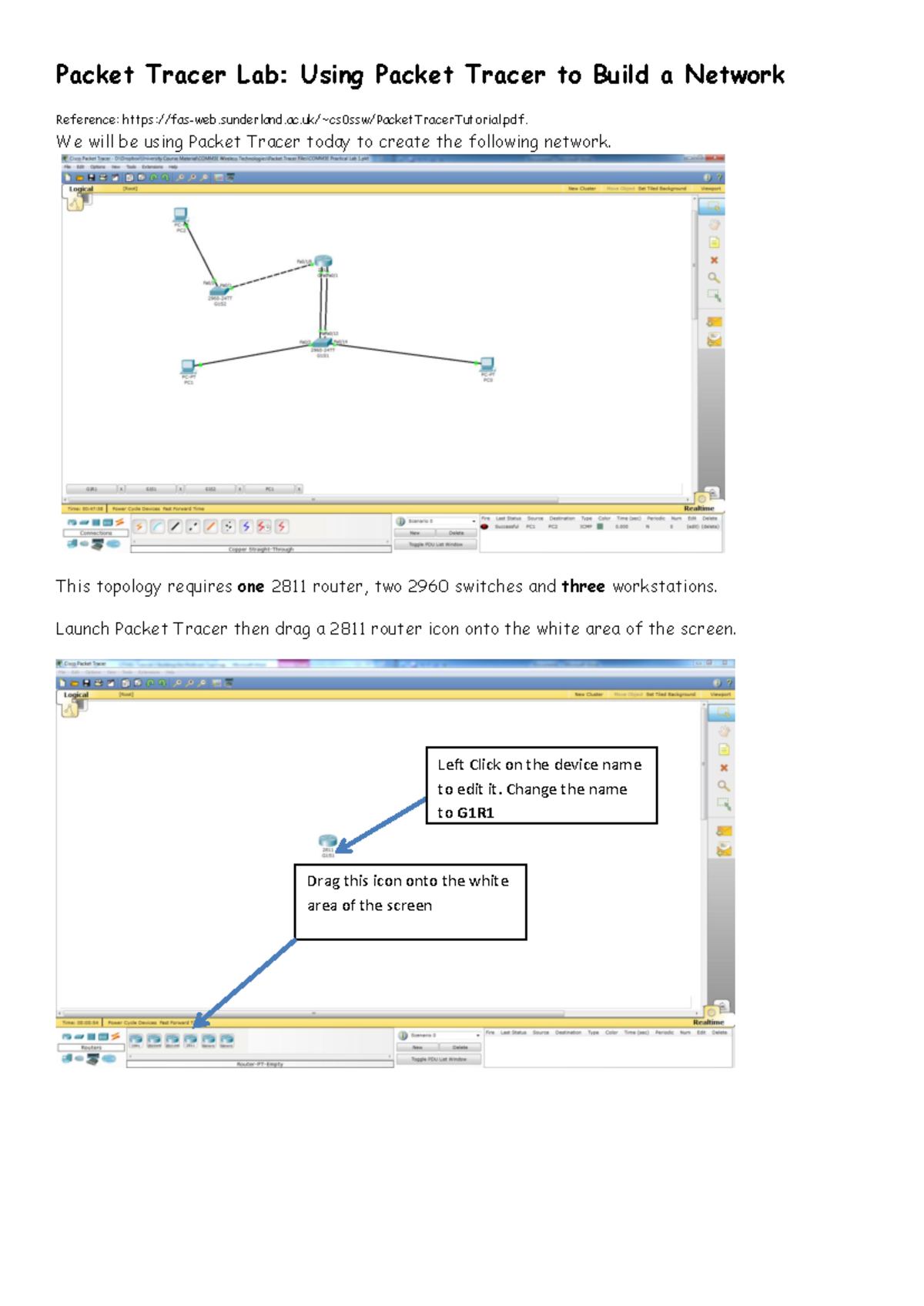 Lab 1d: Packet Tracer Network Setup and Configuration Guide - Studocu
