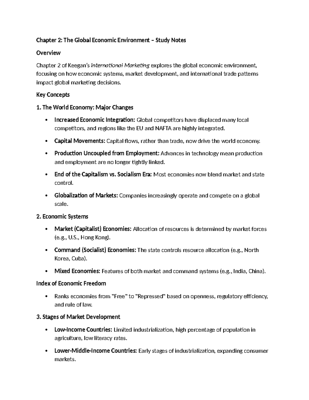 Ch2: Global Economic Environment in International Marketing Study Notes ...