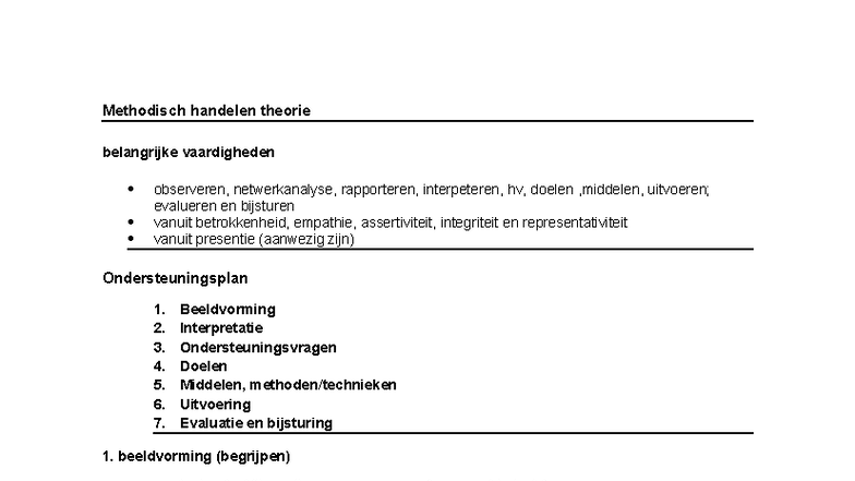 Methodisch Handelen Theorie: Observeren en Rapporteren in HV - Studocu