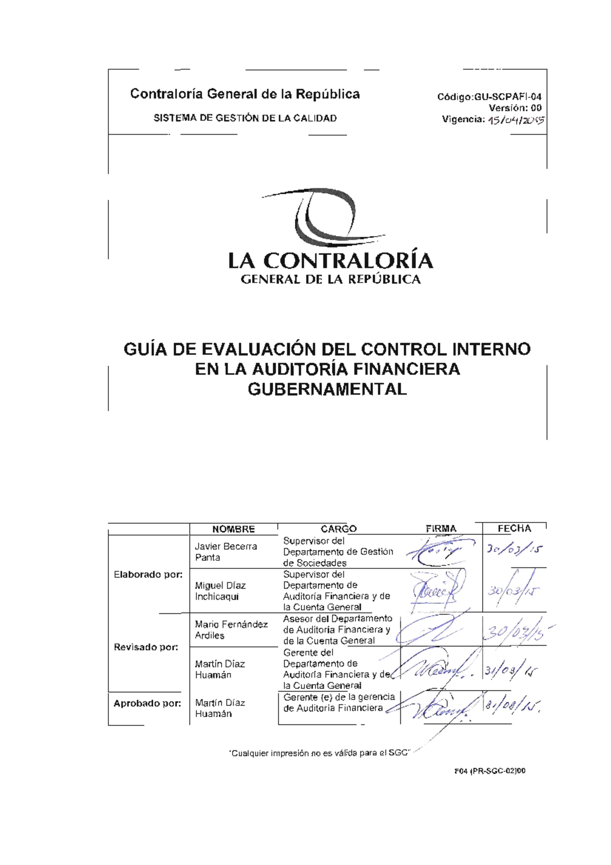 Guía de Evaluación del Control Interno en la Auditoría Financiera ...