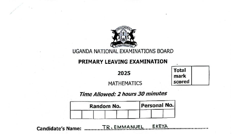 MTC PLE 2025 Mathematics Exam Guide and Instructions - Studocu