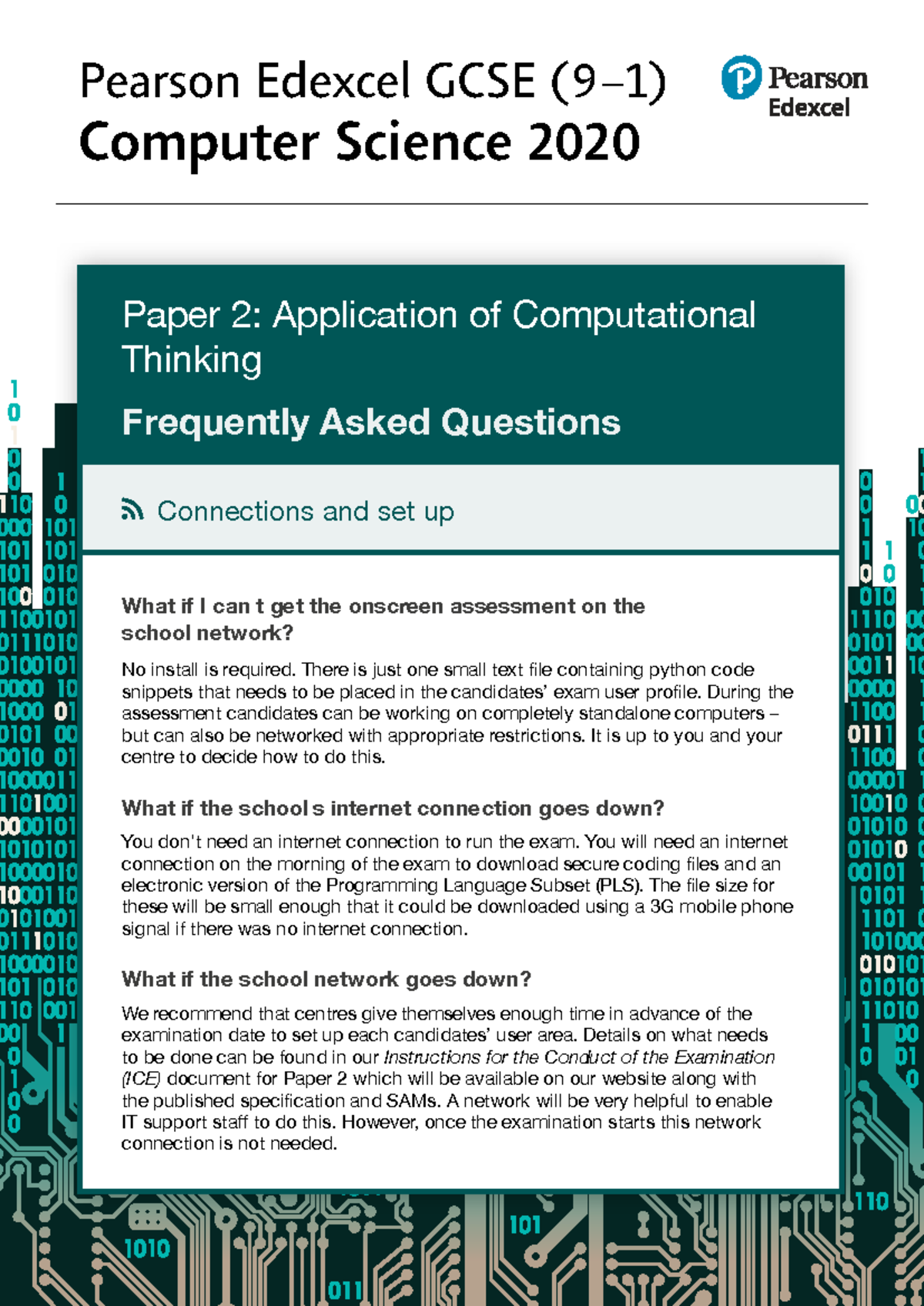 GCSE Computer Science 2020 Paper 2: Application of Computational ...