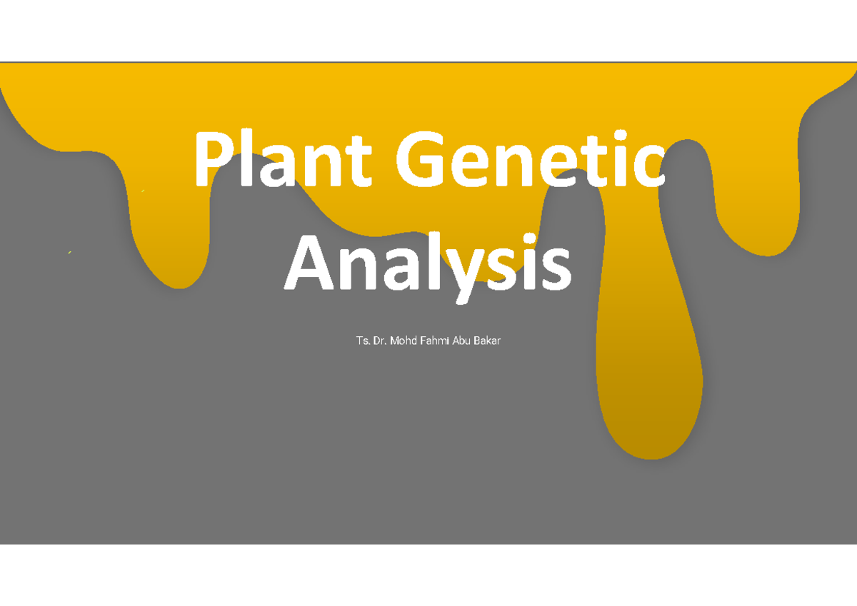 Plant Genetic Analysis: Techniques and Applications - Studocu