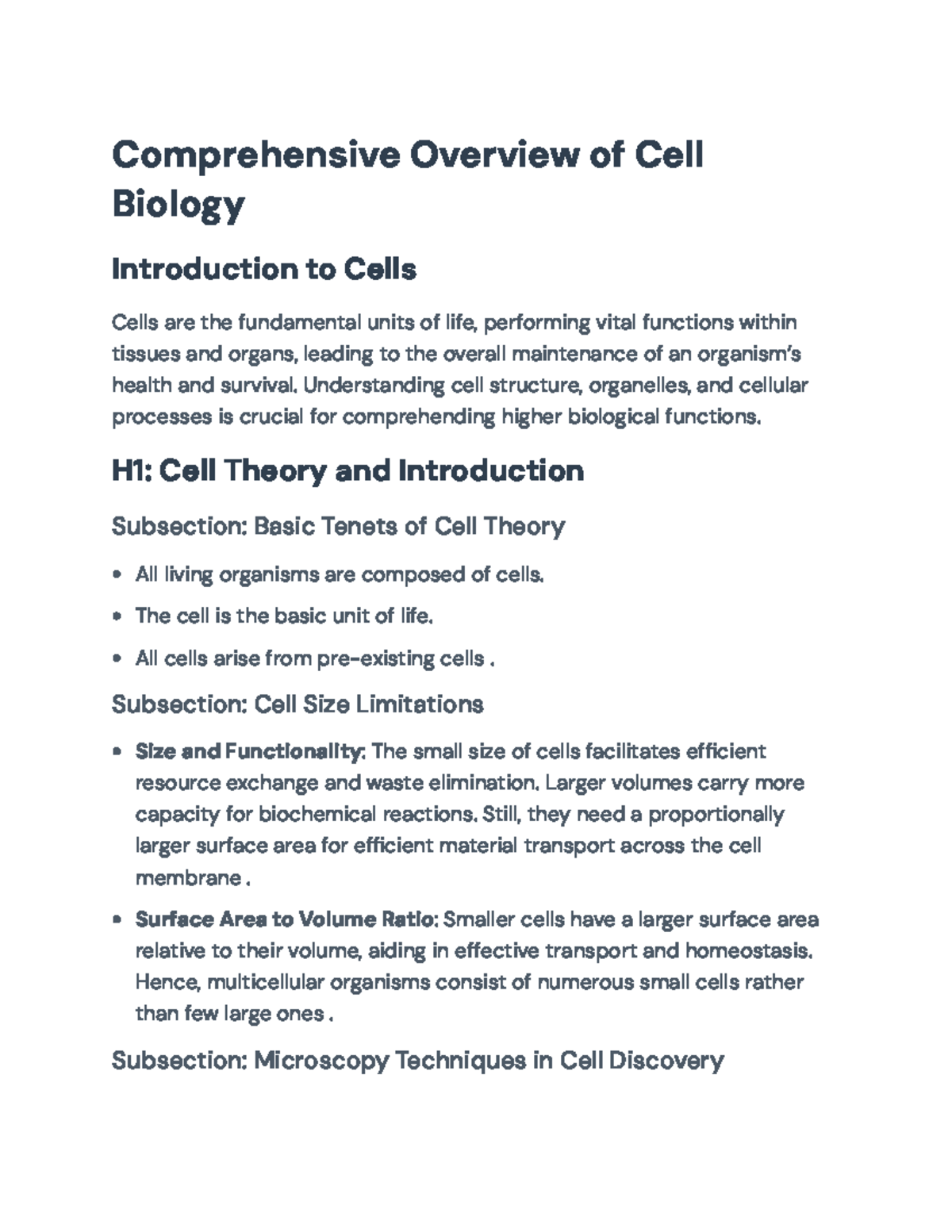 Biology 101: In-Depth Study of Cell Structure & Functions - Studocu