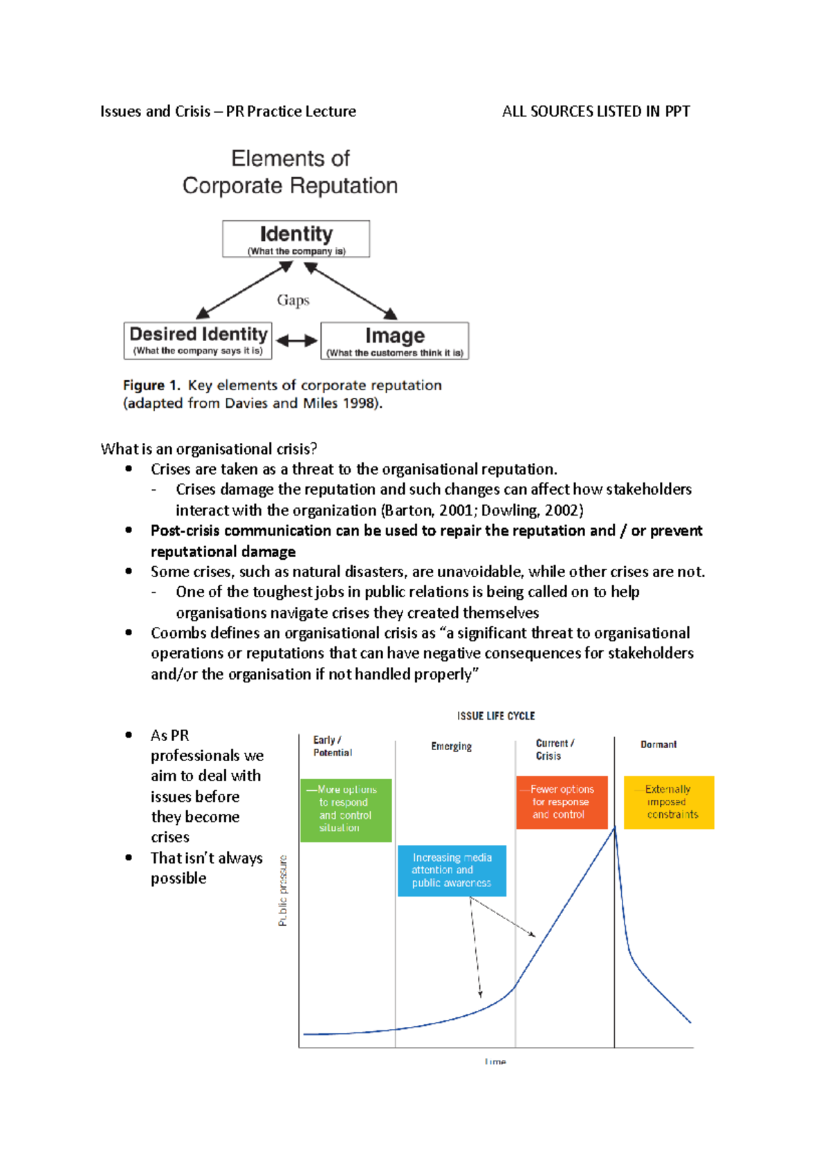 Issues and Crisis - Crises damage the reputation and such changes can ...