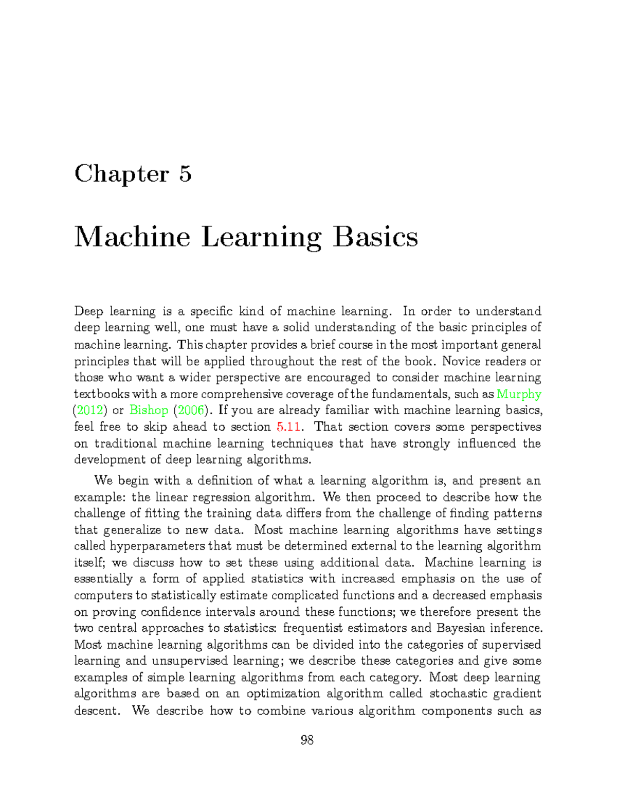 Chapter 5: Machine Learning Basics (Deep Learning) - Studocu