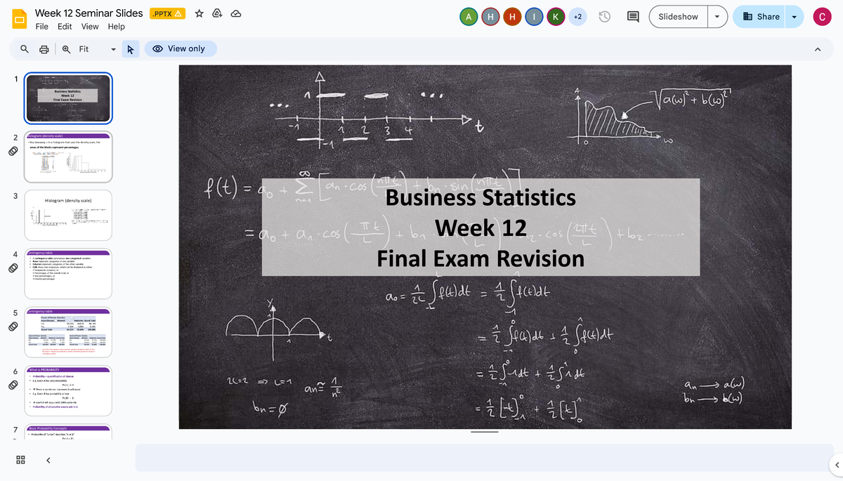 Business Statistics BSTAT 101 Week 12 Final Exam Revision Slides - Studocu