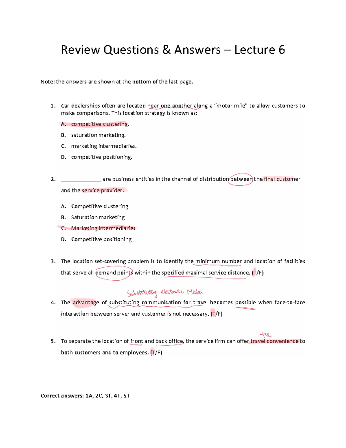 Lecture 6 Review Questions & Answers Summary - Studocu