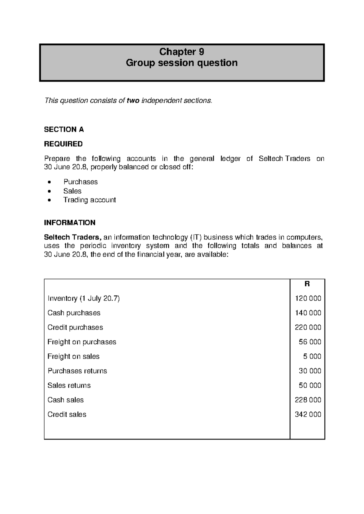FRK 111 Group Session Questions & Ledger Tasks - Ch 9 2021 - Studocu