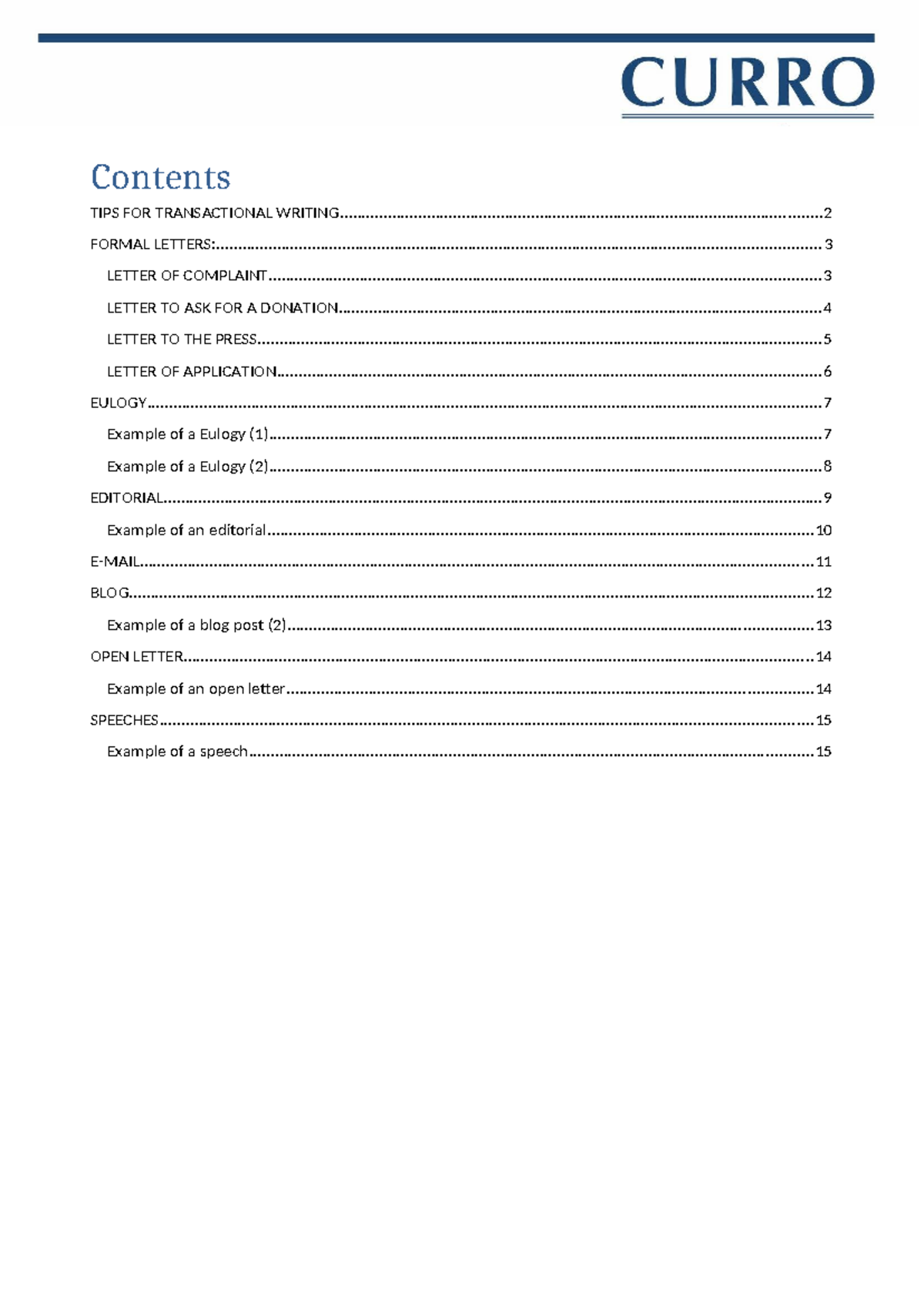 Transactional Writing Formats: A Guide to Effective Communication - Studocu