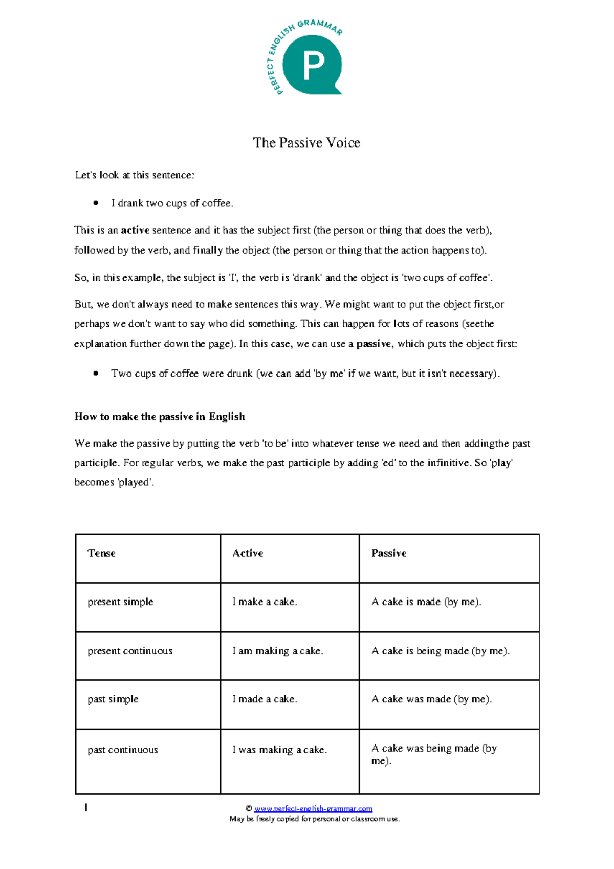 Passive Voice Exercise Sheet for English Language Learning - Studeersnel