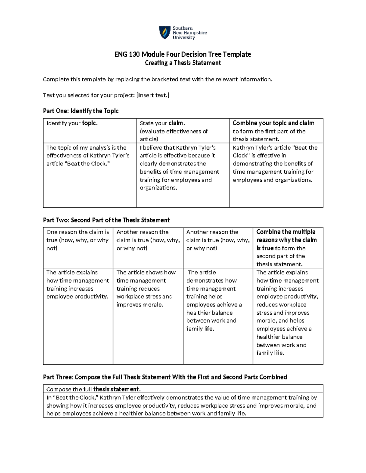 ENG 130 Module 4 Thesis Statement Development Template - Studocu