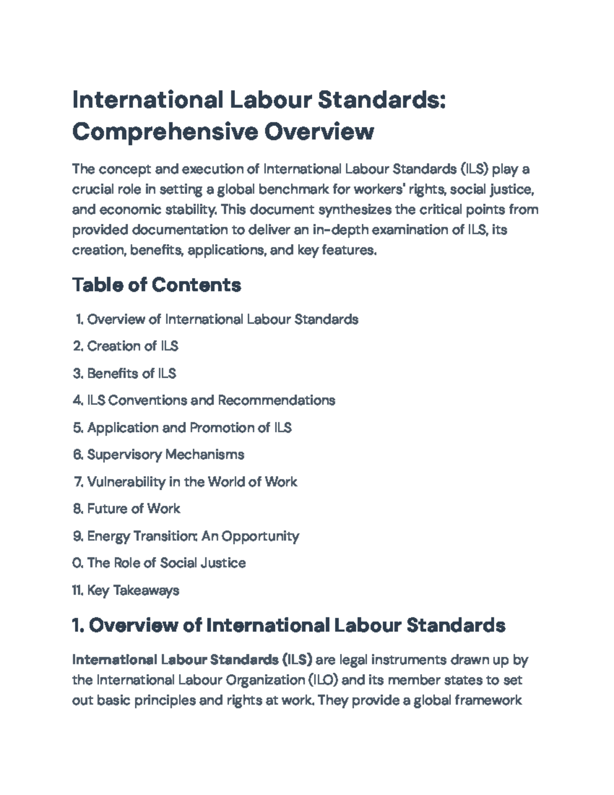 International Labour Standards: Comprehensive Overview and Insights ...