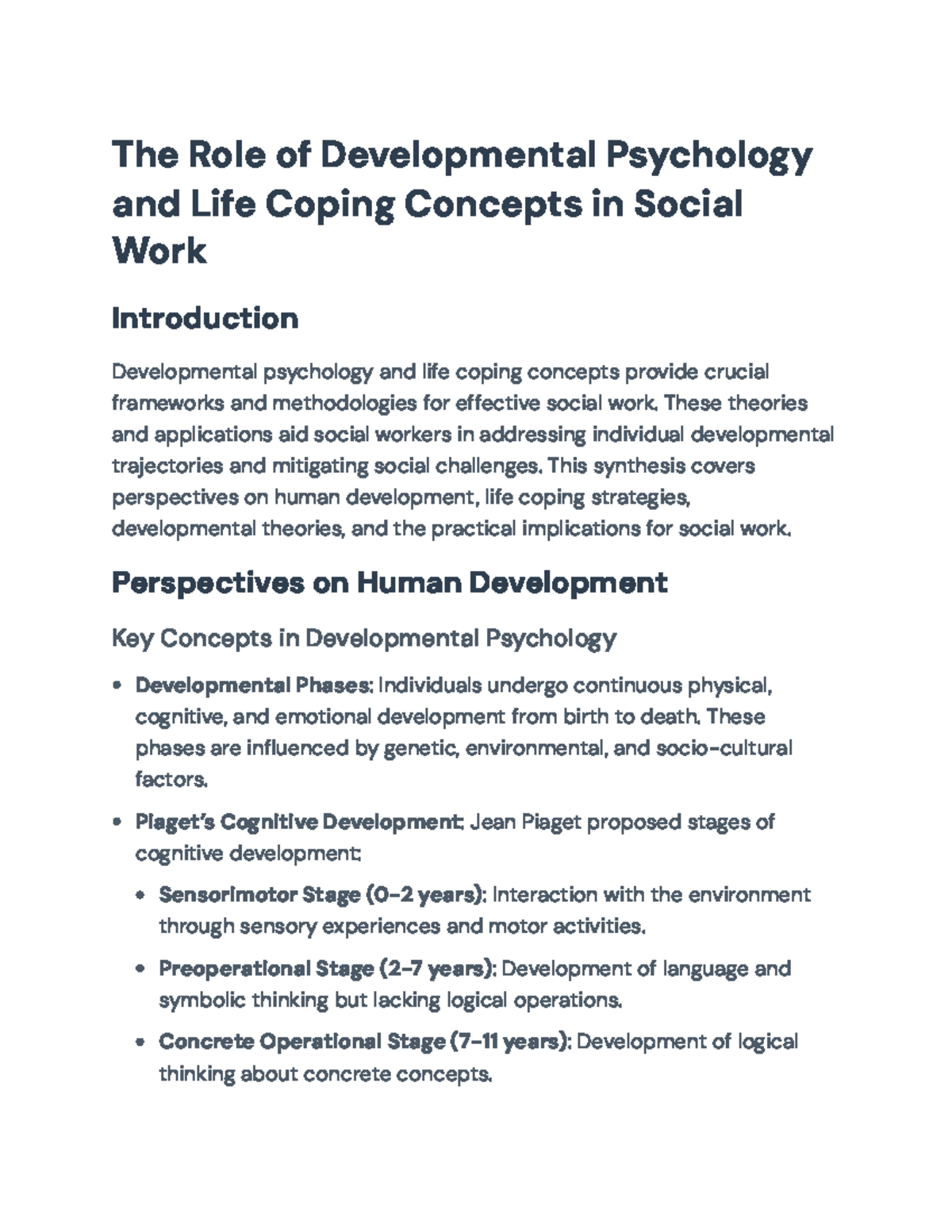 Developmental Psychology & Coping Strategies in Social Work Practices ...