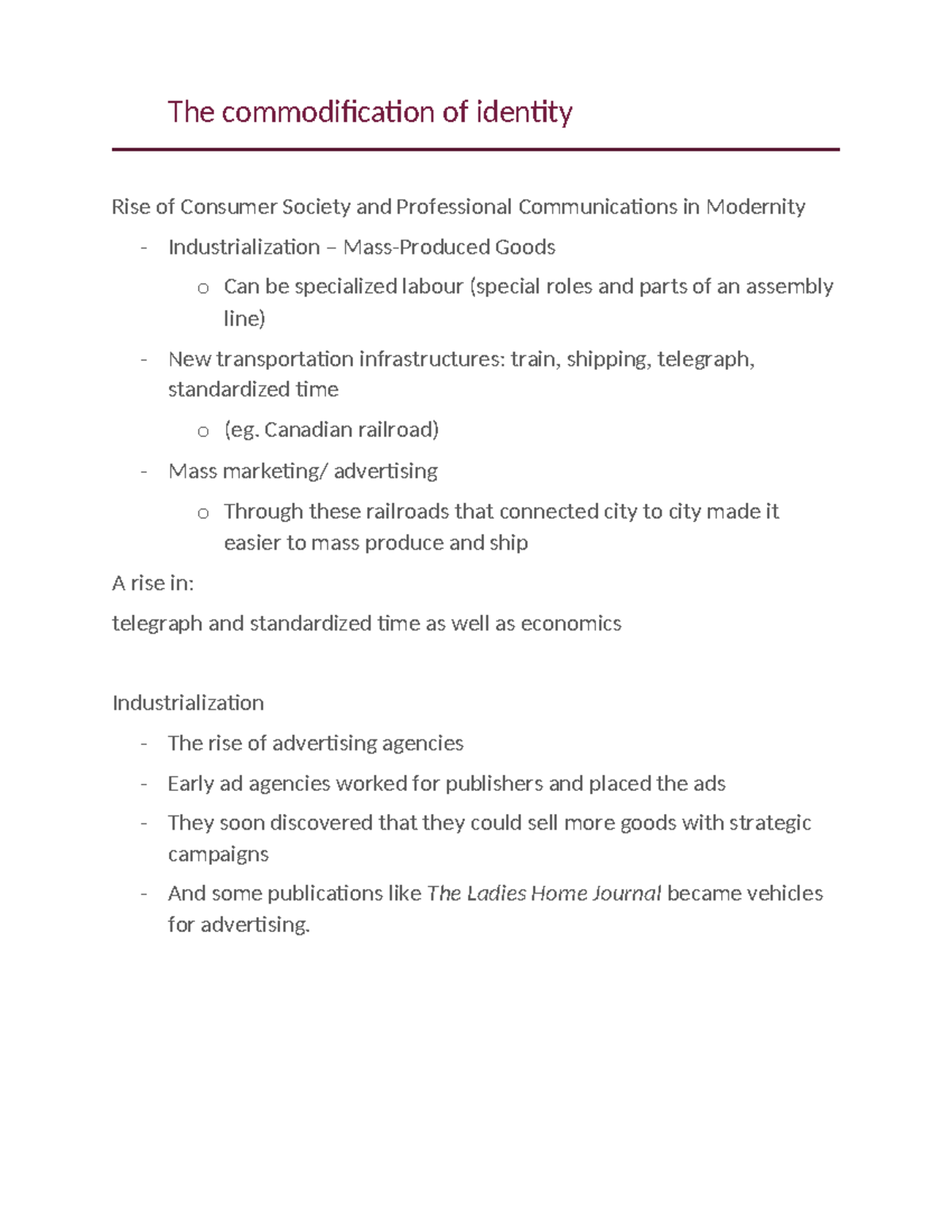 Lecture 3 - The commodification of identity - The commodification of ...