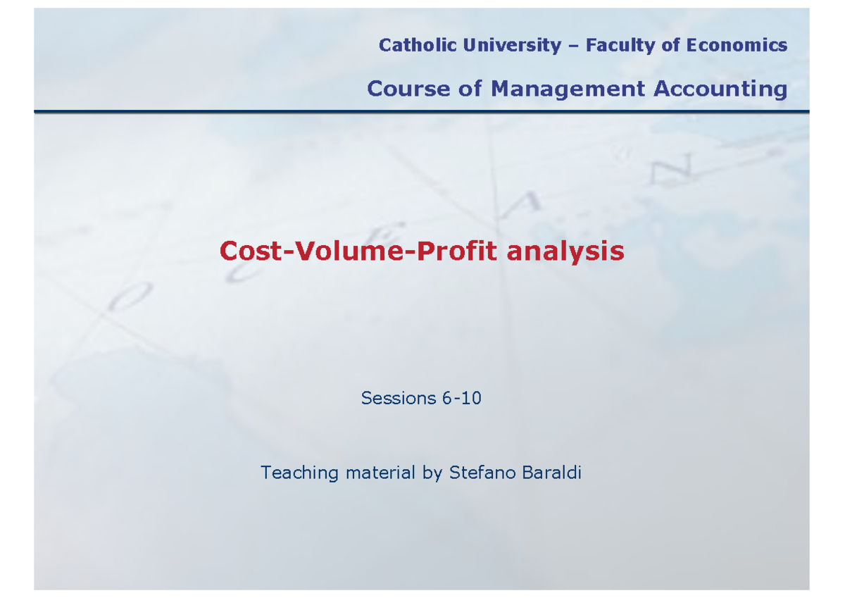 Midterm Exam Study Guide - Course Code Included - Cost-Volume-Profit ...