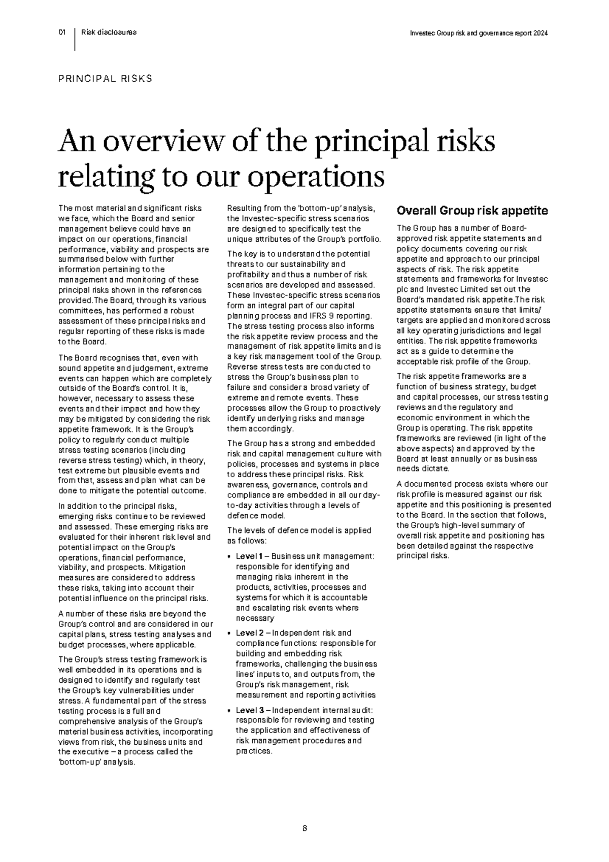Investec Group Risk Disclosures & Governance Report 2024: Principal ...